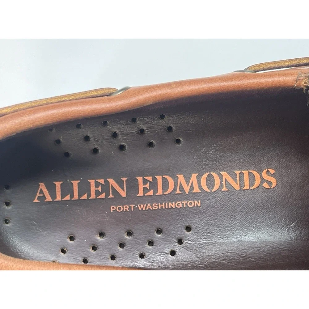 Allen Edmonds Tan Leather Deck Boat Shoes 2 Eye Mens Size 10.5 D Force 10 Casual